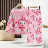 Pijamas para niños, primavera y otoño, traje de manga larga fino para padres e hijos, para niños pequeños, medianos y grandes, ropa de casa para bebés con dibujos animados