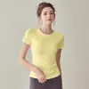 Ropa de Yoga Tops Deportivos Camiseta de Manga Media para Mujer Verano Correr Ropa de Secado Rápido Ropa de Fitness Tops Ajustados de Manga Corta para Yoga