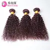 Europa e Estados Unidos Cruzamento Cortina de Cabelo Vermelho Real Vinho 99j Cacheado Kinky Trama de Cabelo Humano