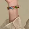Exclusivo de VeranoCollar de Cuentas de Vidrio de Color Dopamina, Cadena para Clavícula Dulce y Femenina, Accesorio de Mano Ligeramente Lujoso