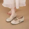 Zapatos Mary Jane de estilo francés para mujer que aumentan la altura, nuevo modelo primavera 2026, con hebilla y lazo, zapatos de corte bajo estilo ballet