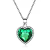 Venta caliente transfronteriza de joyas, collar de amor con gemas de cristal titánico, temperamento clásico, collar de corazón oceánico