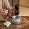 Cuenco Sancai antiguo verde pintado a mano, juego de té de kung fu con orquídea, taza de té esmaltada, taza pequeña con tapa pintada a mano, taza pequeña Literati