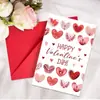 Set de Envolvente para Tarjeta de Felicitación de San Valentín de Compra Directa Transfronteriza con Decoración de Patrón de Corazón Rosa, Tarjeta de Regalo de Bendición Romántica para Festividades