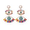 Brincos Europeus e Americanos de Diamante Colorido de Múltiplas Camadas Olho de Diabo Brincos de Pérola Grandes Exagerados Brincos de Olhos Acessórios Femininos Atacado