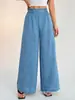 2026 Sitio Independiente de Comercio Exterior Transfronterizo Europeo y Americano Amazon Moda Bolsillo Color Sólido Fruncido Elástico Pantalones de Pierna Ancha Ropa para Mujer