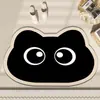 Tapete de Chão Estilo Lama Diatomácea, Tapete de Chão com Formato Especial de Gato Cartoon, Capacho de Porta de Entrada, Tapete para Pés de Banheiro, Tapete de Chão para Vaso Sanitário
