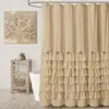 Cortina de ducha de encaje de siete capas de color sólido con diseño de hoja de loto transfronteriza, cortina divisoria impermeable y a prueba de moho para baño, cortina de ventana, no requiere perforación