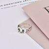 Anillo de plata tailandesa estilo europeo y americano amor negro anillo femenino temperamento retro expresión punto de lágrima plata tailandesa apertura joyería antigua