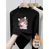 Camiseta de Manga Larga con Cuello Semi Alto para Niña 2026 Otoño/Invierno Mediana y Grande Infantil Ajustada Cálida Capa Interior con Estampado Camiseta Base