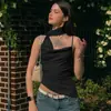 Novedades de Moda Femenina Estilo Ins Europeo y Americano: Top Camisola de Color Sólido con Escote Halter de Cinta, Estilo Deseo Puro Picante, de Un Hombro