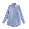 Traje de moda para mujer 2022 Otoño Nuevo europeo y americano, camisa a rayas de dos colores holgada + pantalones cortos de cintura elástica, venta al por mayor