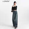 Jeans Retro Americanos de Pierna Ancha para Mujer Tendencia Verano 2025 Nuevos Pantalones Rectos de Cintura Alta Sueltos Plisados Caídos para Mujer