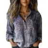 2026 Roupas Femininas Amazon Europeias e Americanas Transfronteiriças Primavera e Verão Nova Camisa Casual Estampada Retrô de Manga Longa Camisa de Linho de Bambu