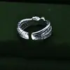 Anillo Abierto de Índice Moderno de Plata de Ley 925 con Acabado Desgastado Anillo Trenzado Distintivo Estilo Tailandés Vintage Japonés y Coreano para Hombres y Mujeres