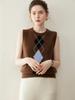 Nuevo Chaleco de Punto de Cachemira para Otoño e Invierno con Chaleco Intarsia Sin Mangas Suéter Cuello Redondo para Mujer Suave y Amigable con la Piel Retro Acolchado