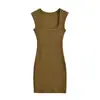 Vestido tipo tank top negro sin mangas con cuello cuadrado para mujer, de verano, entallado a la cintura, adelgazante, ajustado, de longitud media, bodycon