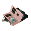 Adecuado para funda de cuero iPhone 17, Samsung A27 multifuncional billetera con cremallera de 9 tarjetas funda protectora cruzada, 16Pro color sólido