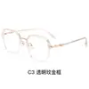 30262 Gafas Marco de Aleación Transparente Ultraligero Mezcla de Oro y Plástico Montura Grande Gafas Lisas para Miopía con Lentes Graduados Opcionales