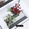 Galho de amora artificial com folhas, arranjo floral, galho único com 6 ramos e frutos, flor de plástico falsa de eucalipto