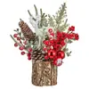 Árbol de Navidad de Escritorio Popular de Amazon Artificial Pe Decoraciones Navideñas Adornos para el Hogar Árbol de Barril de Corteza