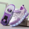 [Transfronterizo] Zapatos para caminar de doble rueda niños y niñas zapatos de carga de dos ruedas zapatos de aspecto alto con ruedas para 6-16 años