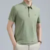Camisa Polo de Manga Corta para Hombre de Nailon sin Costuras 2026 Verano Nuevo Estilo Cuello Solapa Transpirable Delgado Casual Color Sólido Camiseta para Hombre