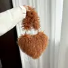 Nuevo estilo imitación lana tostada bolsa de amor bolsa de cadena portátil bandolera para mujer dulce fresca chica popular princesa bolsa de axila Bolsa de felpa