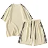 Conjunto de Verão Masculino Transfronteiriço para Casal Camiseta Casual de Manga Curta Roupa Esportiva Shorts de Manga Curta para Uso Externo Conjunto de Duas Peças