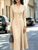 2026 transfronterizo Amazon EBAY AliExpress nuevo vestido largo elegante estilo traje de doble botonadura para mujer con cintura ceñida
