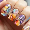Uñas Portátiles Cuadradas Europeas Moda Degradado Morado Decoración de Patrón de Flores Coloridas Parches de Uñas Postizas Removibles