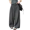 Pantalones casuales de pierna ancha color café otoñal para el uso diario, versátiles y elegantes, con un nuevo diseño de un solo botón, de cintura alta y estilizan