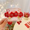 Horquilla con borla de peluche y lazo rojo de Año Nuevo para niña, horquilla festiva de Año Nuevo para niña, tocado con clip de estilo chino