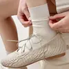 Calcetines de Seda de Morera de Media Pantorrilla para Mujer Primavera y Verano, Calcetines Blancos Finos de Color Sólido, Calcetines Transpirables Estilo Universitario para Maternidad, Calcetines Versátiles de Verano