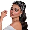 Diadema de doble hilera europea y americana, tocado hecho a mano, vestido de novia, accesorios para el cabello con foto, corona de cristal con diamantes de imitación DZ119