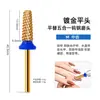 Cabeça de Polimento para Manicure Banhada a Ouro Transfronteiriça Cabeça de Polimento para Unhas de Aço de Tungstênio Cabeça Plana Chanfrada Remoção de Dente Cruzado Cola de Esmalte