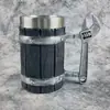 Taza de Cerveza de Resina con Forma de Barril de Madera Taza de Cerveza de Acero Inoxidable con Imitación de Madera Taza con Forma de Barril Taza con Forma de Tambor Cafetera Taza de Barriga