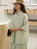 Mensajeado Recomendado Verano Nuevo Estilo Coreano Dongdaemun Camisa Holgada de Manga Corta Cuello Redondo Adelgazante Cómodo Top para Mujer
