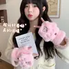 Guantes de Peluche de Oso Flip Animal Lindo para Mujeres Invierno Cálido con Correa al Cuello Más Terciopelo Engrosado para Estudiantes para Prevenir el Frío Ciclismo