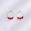 Pendientes Guofeng Sur de ágata roja de imitación, diseño de nicho para mujer, aretes rojos, aretes artísticos de cinabrio con tres cuentas transferidas