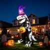 Esqueleto inflable de Halloween Tyrannosaurus Rex de 2.4 metros con sombrero de bruja y calabaza, adorno de decoración para jardín exterior