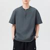 Verão Fino Preto Peso Pesado 300g Polo Camiseta de Manga Curta Masculina Moda Nacional Solta Tamanho Grande Casual Camiseta Top Tendência