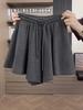 Pantalones cortos casuales negros de talla grande para mujer, finos, de verano 2024, recién llegados, sueltos, de cintura alta, adelgazantes, de pierna recta, pantalones de pierna ancha, falda