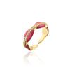 Anillo de apertura geométrica con gotas de aceite de color, chapado en oro de 18 quilates, con microincrustaciones de cobre de Aogu, fuente transfronteriza.
