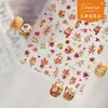 Pegatinas para Uñas con Relieve Tomoni Hojas de Arce de Otoño Ardilla de Dibujos Animados Pegatinas para Uñas Cortas Diario de Hojas Pequeños Accesorios