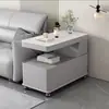 Mesa lateral de sofá, mueble lateral de almacenamiento simple multifuncional móvil, mesa de centro inteligente para sala de estar con ruedas, lujo ligero