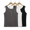Chaleco de Verano para Mujer 2025 Nuevo Estilo Capa Base Anti-Exposición Cubre-Senos Laterales Camisola sin Mangas Gris