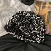 Chapéu elegante de palha com lantejoulas e trama aberta para primavera e verão, chapéu pulôver floral tridimensional para mulheres, chapéu artístico retrô