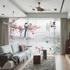 Accesorios de Decoración para el Hogar de Amazon Cortina con Impresión Digital Hilo de Gasa Hilo Blanco Estilo Chino Nuevo Arte Cortina Transmitente de Luz