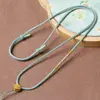 Cuerda de colgante de jade de estilo simple ajustable, cordón de cuentas de cristal para amuletos de Buda para mujer, cadena para suéter para hombre